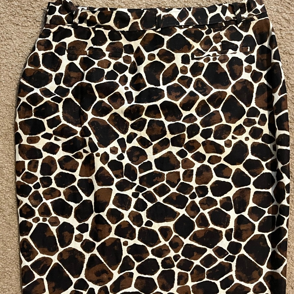 Calvin Klein Black and Brown Animal Print Pencil Skirt
